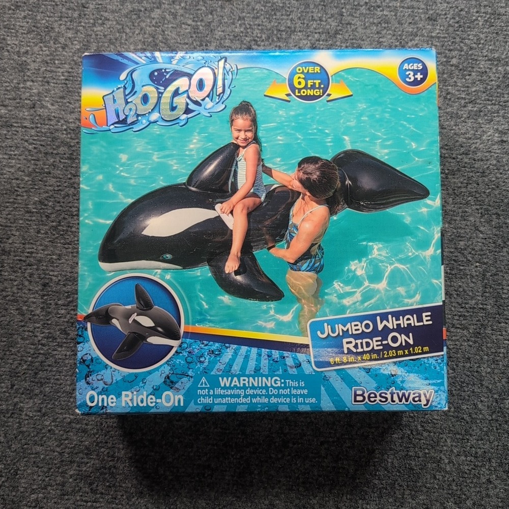 Bestway H2O Go! Ride-On Jumbo Whale Float Swimming Pool Inflatable Black White!